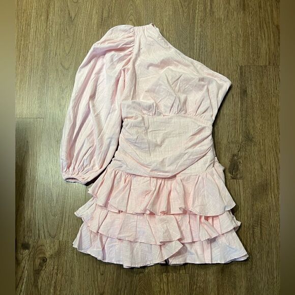 GIGIIs SOLEIL One Shoulder Soft Pink Tiered Dress  size S - Picture 7 of 8